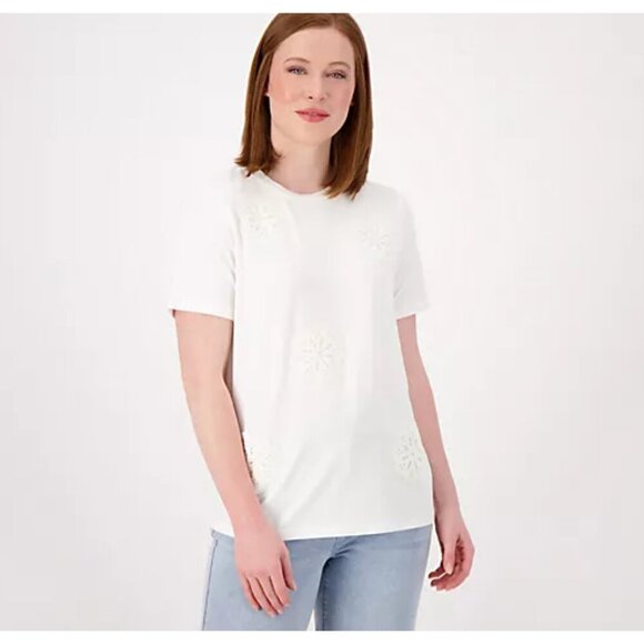 Laurie Felt White Silky Rayon Made From Bamboo A-Line Tee Size M - Picture 1 of 3